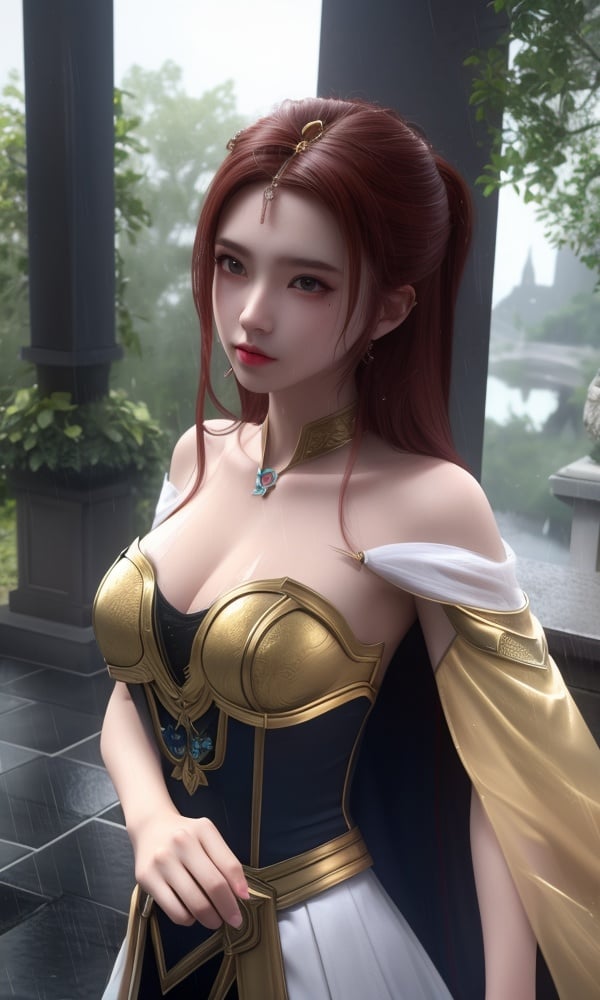 (,1girl, ,best quality, )<lora:DA_曼珠沙华-完美世界:0.7>,, ,masterpiece, fantasy, realistic,science fiction,mole, ultra realistic 8k cg, ,tamari \(flawless\),  medium breasts  ,magic,hydrokinesis,sweat, wet, rain, ,       (()), (),