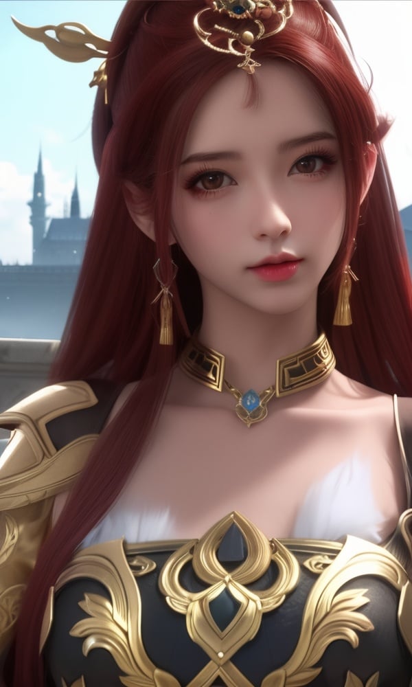 (,1girl, ,best quality, )<lora:DA_曼珠沙华-完美世界:0.7>,, ,masterpiece, fantasy, realistic,science fiction,mole, ultra realistic 8k cg, ,tamari \(flawless\),  medium breasts ,castle,       (()), (),