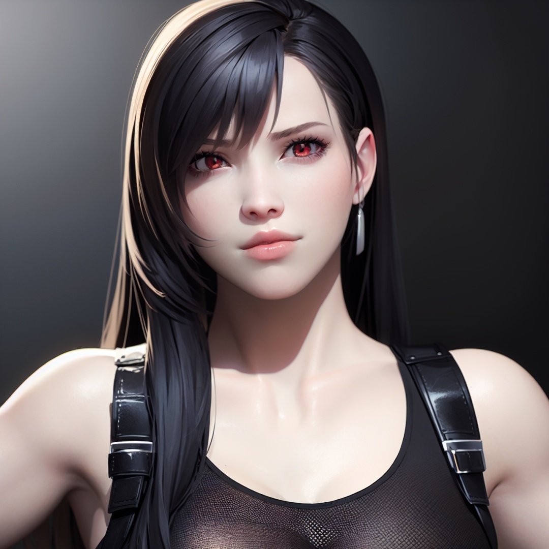 black background,1girl,tifa lockhart,solo,realistic,