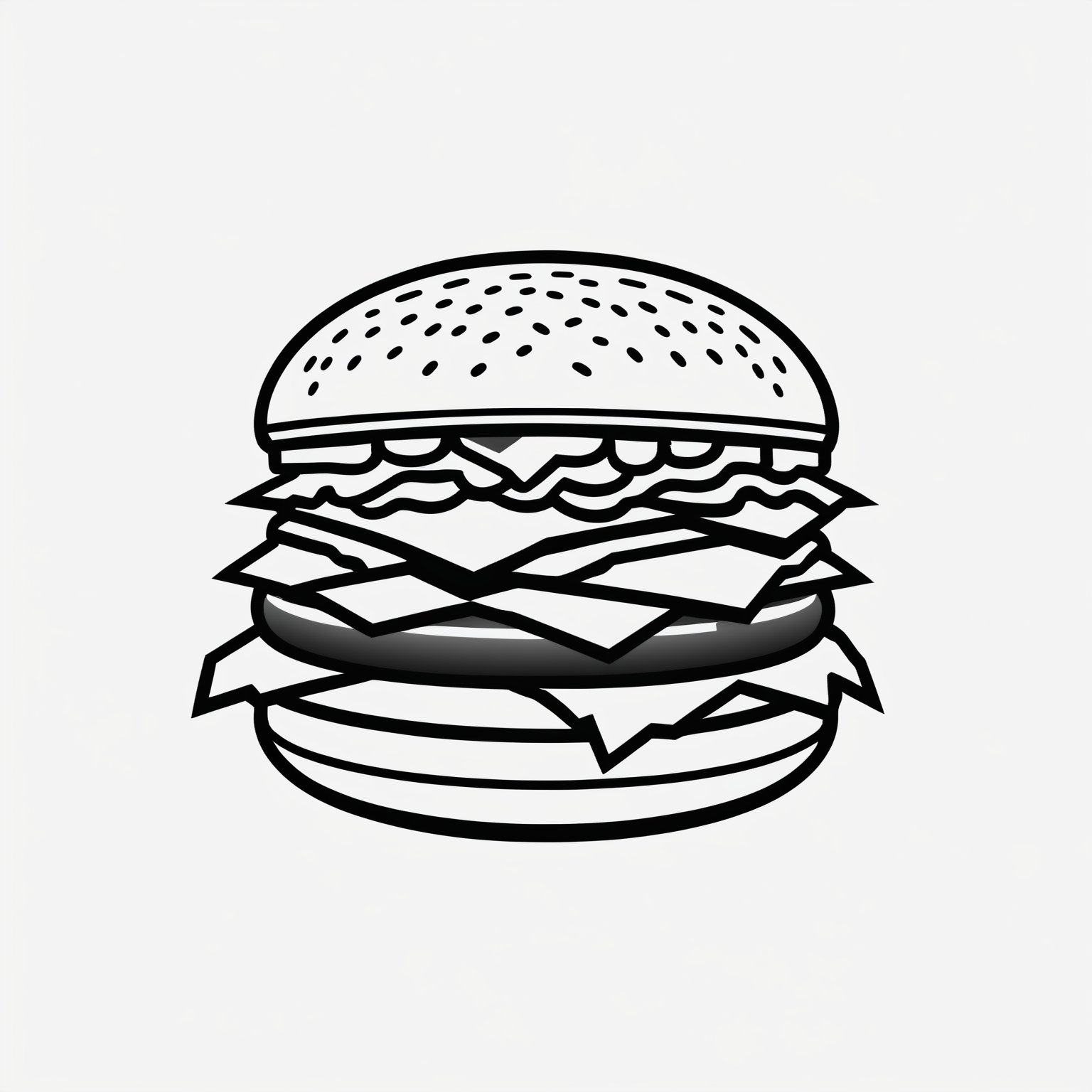 Best quality, 4k, 8k, highres, masterpiece:1.2, ultra-detailed, realistic, color:monochrome, sharp focus, physically-based rendering, professional, simple color background, black and white, detailed burger, logo design,