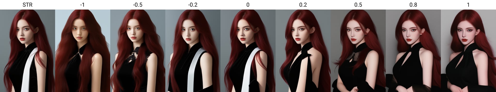 1girl,<lora:zhuangrong-000005:STR>,upper body, black dress, red hair,long hair