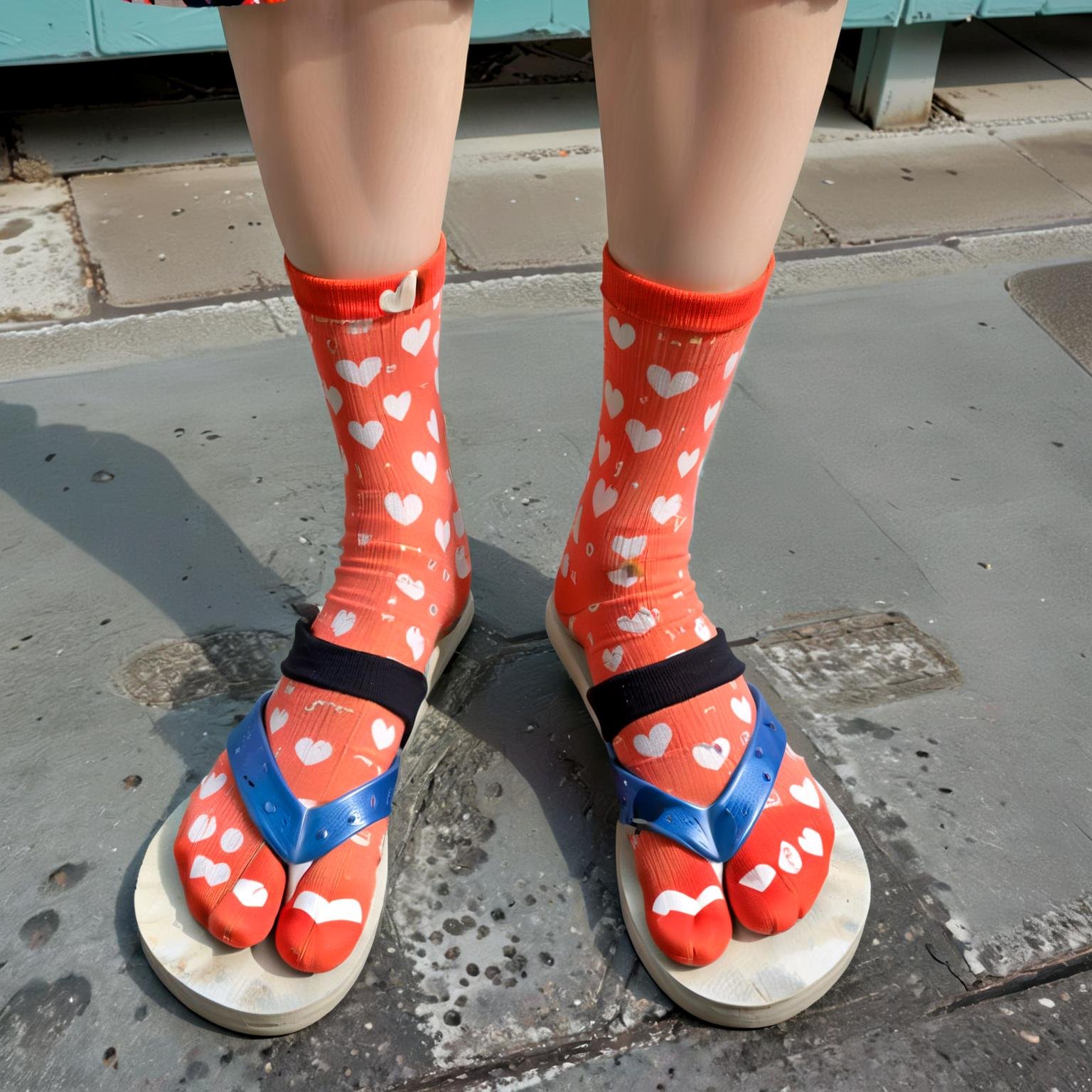 Kaguya Shinomiya, high school setting, "Kaguya-sama: Love Is War," flip flops, cute patterned socks, polka dots, playful twist, school uniform,hyperrealistic, (flip_flop_sock:1.1),  ,