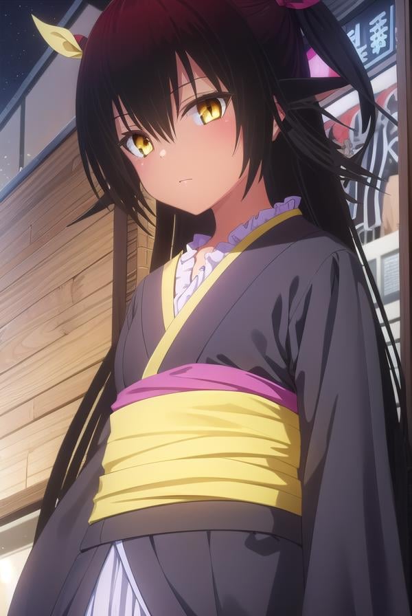 nemesis, <lora:nemesis darkness-lora-nochekaiser:1>,nemesis, long hair, black hair, ribbon, twintails, hair ribbon, (yellow eyes:1.5), dark skin, dark-skinned female,BREAK japanese clothes, kimono, obi, wagashi, long sleeves, wide sleeves,BREAK outdoors, night, city, sky, moon, clouds, star \(sky\),BREAK looking at viewer, (cowboy shot:1.5),BREAK <lyco:GoodHands-beta2:1>, (masterpiece:1.2), best quality, high resolution, unity 8k wallpaper, (illustration:0.8), (beautiful detailed eyes:1.6), extremely detailed face, perfect lighting, extremely detailed CG, (perfect hands, perfect anatomy),