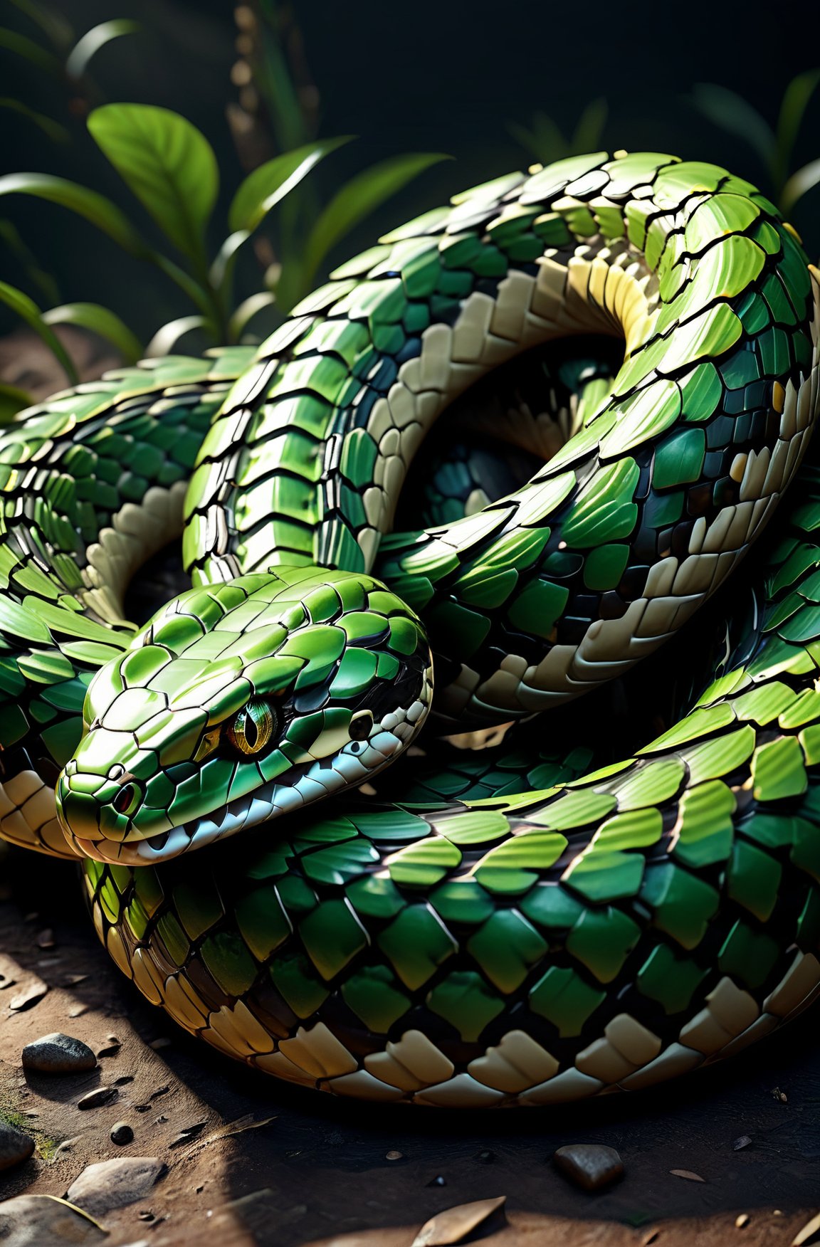 highly detailed photo of 8k ultra realistic unreal engine snake, trending on artstation