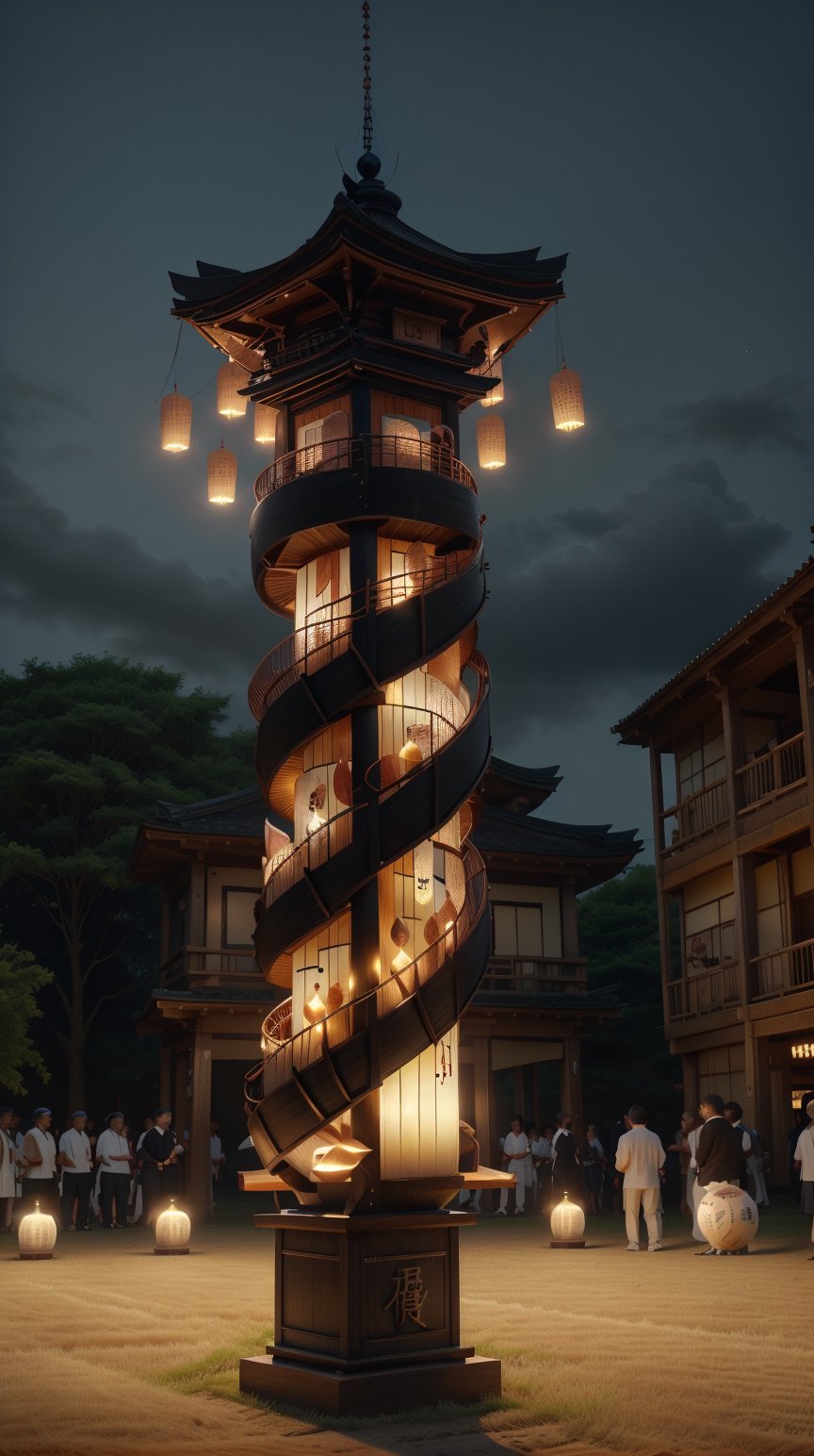 <lora:P14n03l3g4nt3b0n3:1>P14n03l3g4nt3b0n3 glowing lanterns spiralling into the sky during obon festival in japan, shiny ebony and ivory, (Masterpiece:1.3) (best quality:1.2) (high quality:1.1)