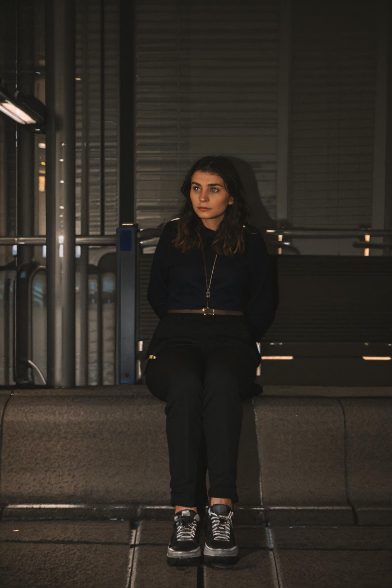 medium shot of a woman traveller ready for the journey waiting on the train station, detailed sharp, flashphoto <lora:epiCFlashPhoto_Lora:1.8>