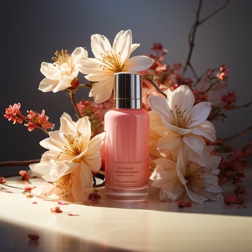 masterpiece, best quality, photo of bottle skin care products, myphamhoahong photo, flower, (white flower:1.2), leaf, branch, petals, plant, gradient, garden, realistic, red theme, scenery, shadow, still life <lora:myphamhoahong_final:1> <lora:epiNoiseoffset_v2:1> <lora:add_detail:0.8>