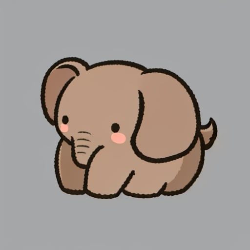 <lora:cutehead_v1:0.8> cutehead, simple background, solo, cute, chibi, elephant,