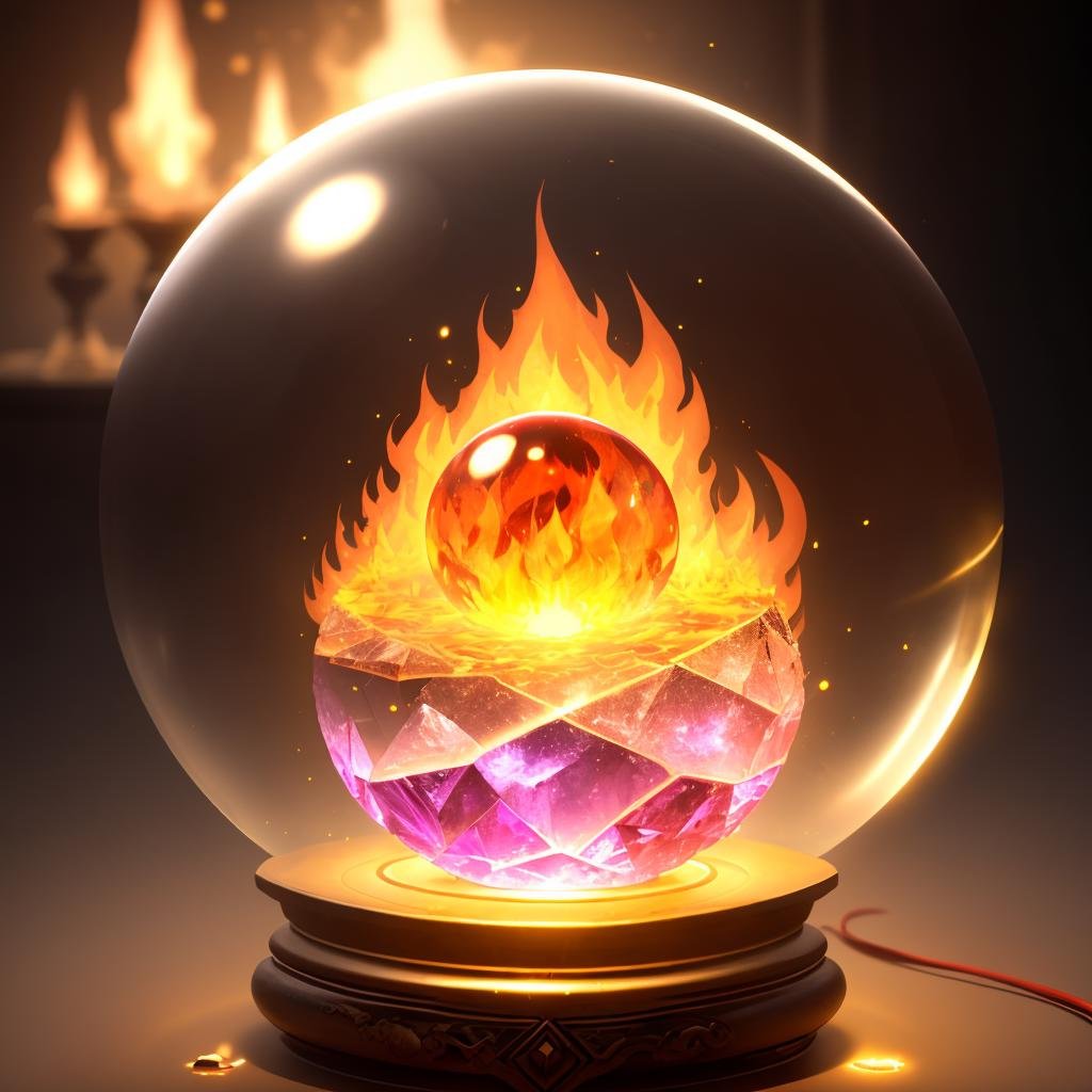 a burning crystal ball,  <lora:F1ame-000004:0.7>