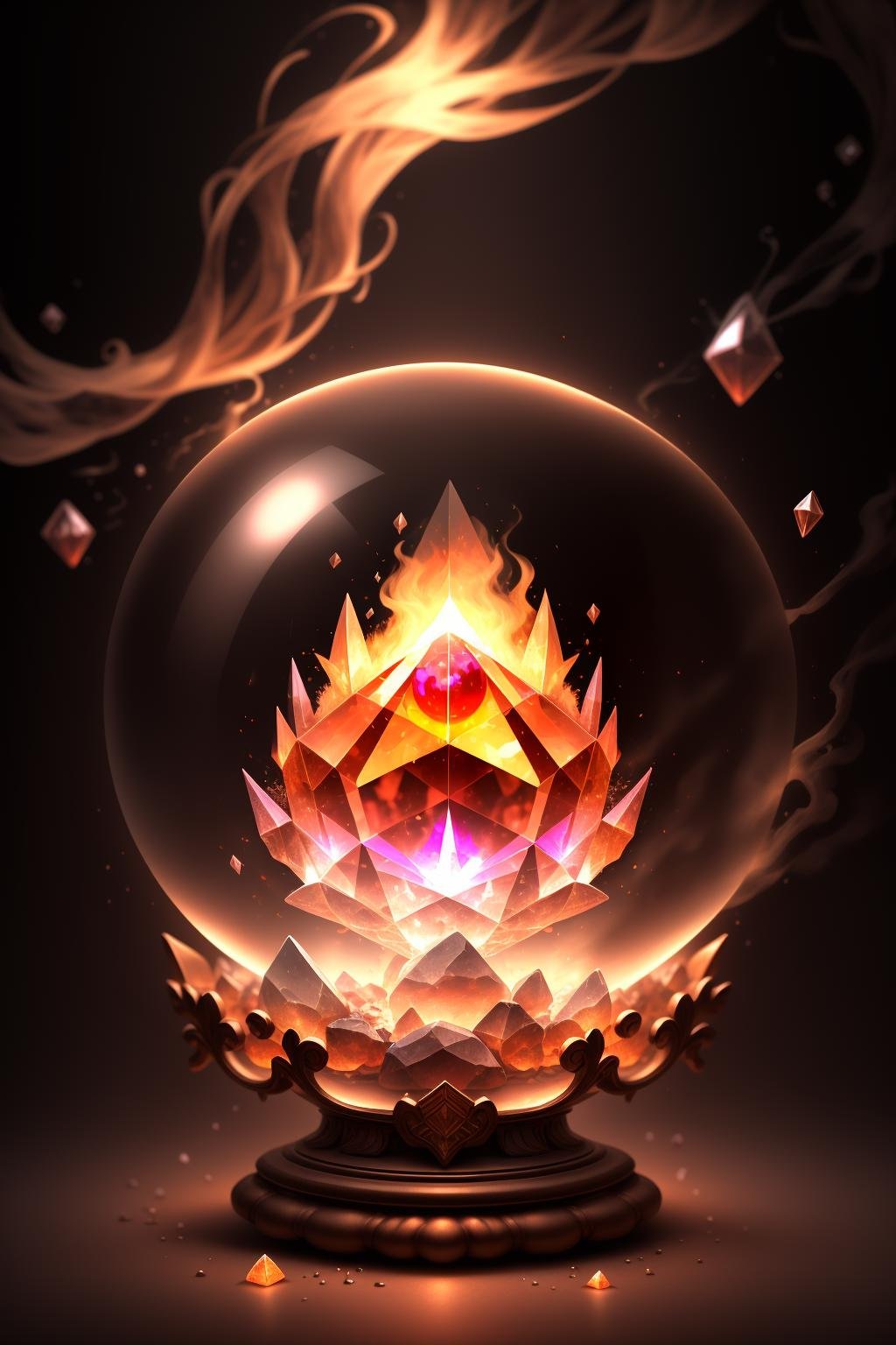 a burning crystal ball,  <lora:F1ame-000004:0.9>