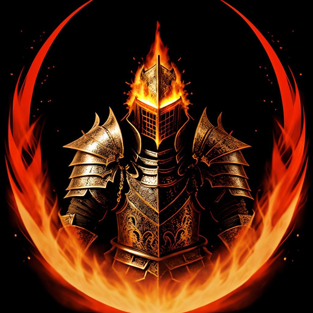 a burning knight, <lora:F1ame-000004:0.8>