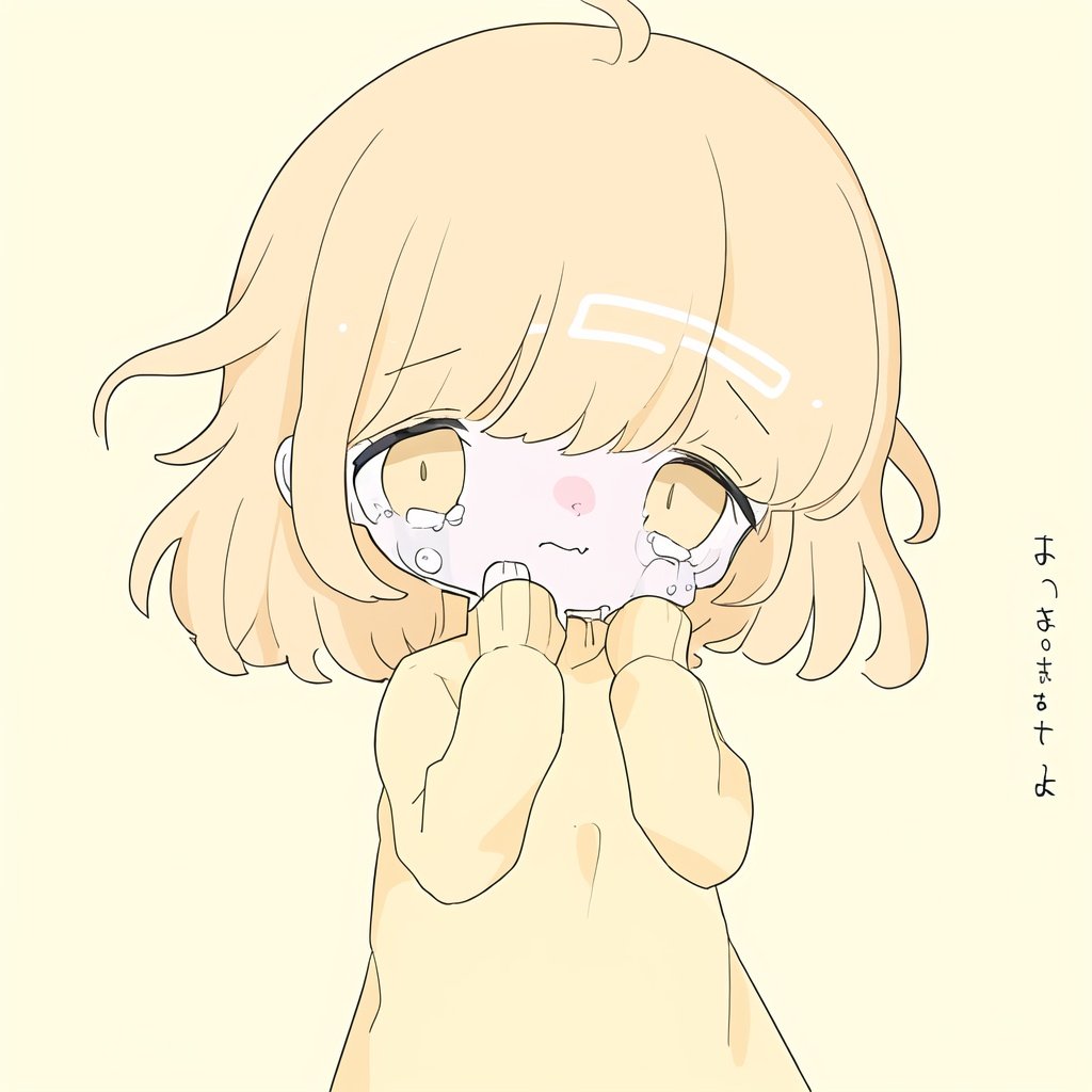 1girl,<lora:endearing_girl_v2_128:0.6>,crying,yellow background,