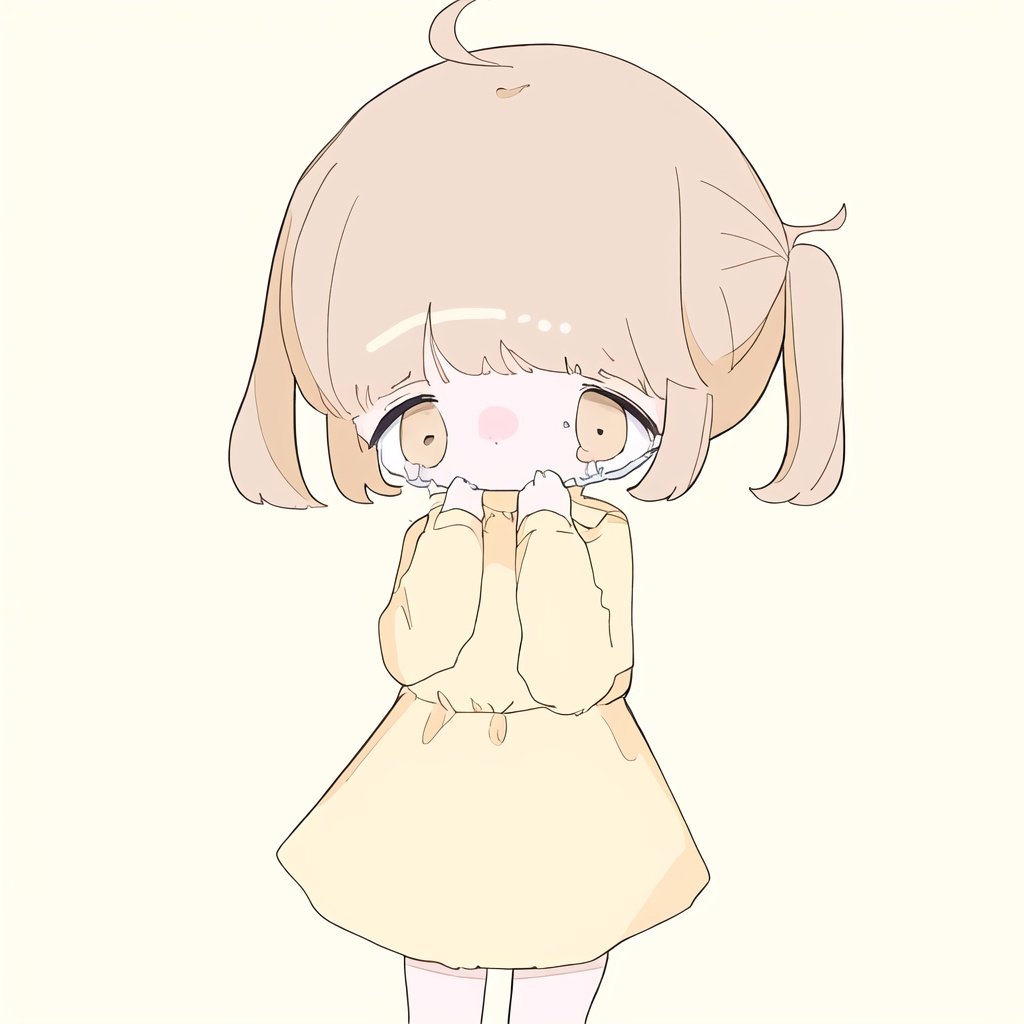 1girl,<lora:endearing_girl_v2_128:0.8>,crying,yellow background,