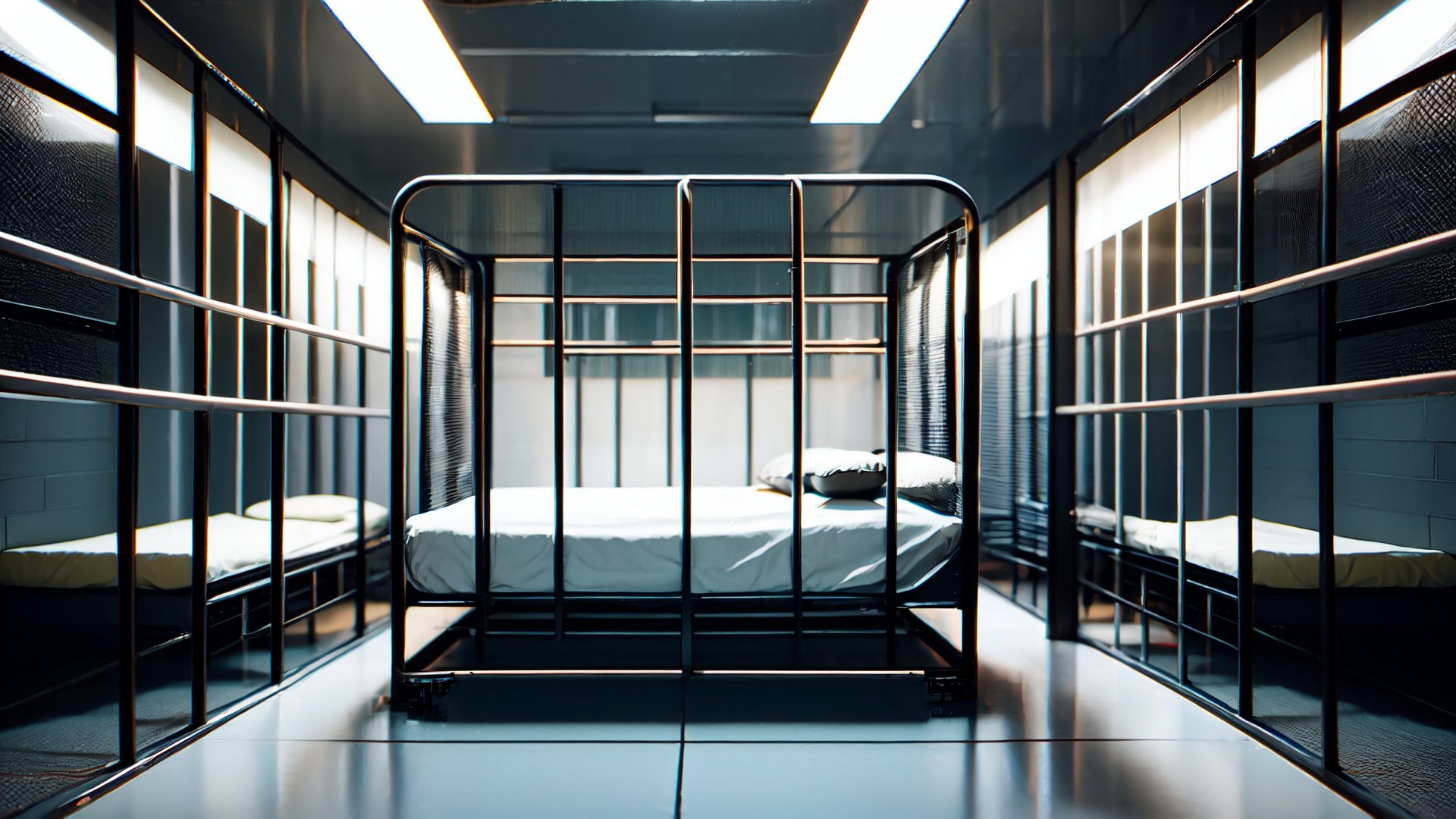 Basement, Prison, Cell, Dungeon, iron_bars, bed, Prison_bed, pillow, ,Prison,Jail