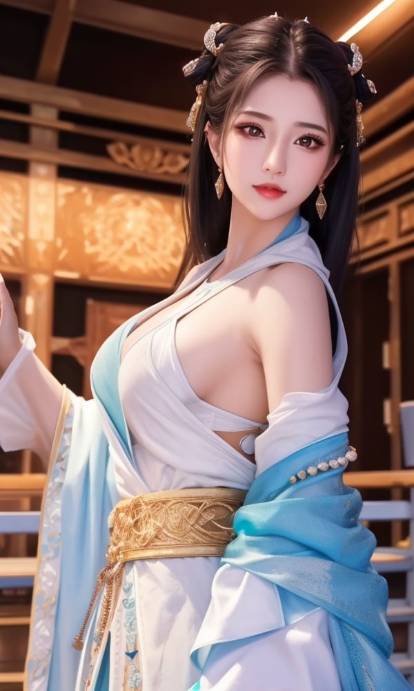 (,1girl, ,best quality, )<lora:DA-国风-隋唐遗风:0.6>,, ,masterpiece, fantasy, realistic,science fiction,mole, ultra realistic 8k cg, ,tamari \(flawless\)	,medium breasts, beach, waving, ((upper body,)), (),