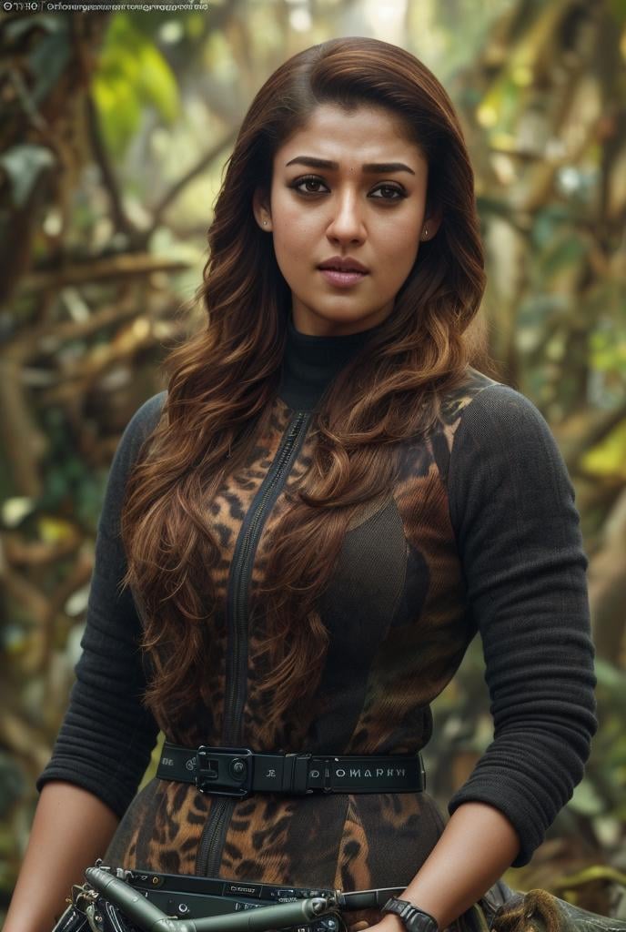 cinematic upper body up to waist portrait of Nayanthara as a (wildlife photographer), 135mm IMAX, UHD, f10, dslr photo, photorealistic art by midjourney and greg rutkowski, 8k, <lora:detail_slider_v4:3> , <lora:Nayan-000002:0.8>