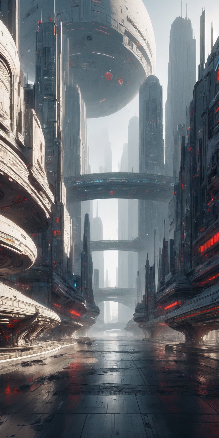 Futuristic city, spaceships, skyscrapers, domes, plants, high_resolution, complex_background,Science fiction 