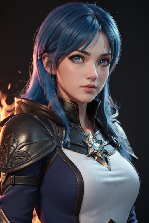 3d render, 1girl, Lucina, Fire Emblem, upperbody, blue hair, (masterpiece, best quality, high quality,intricate details, perfect eyes, detailed eyes:1.2)