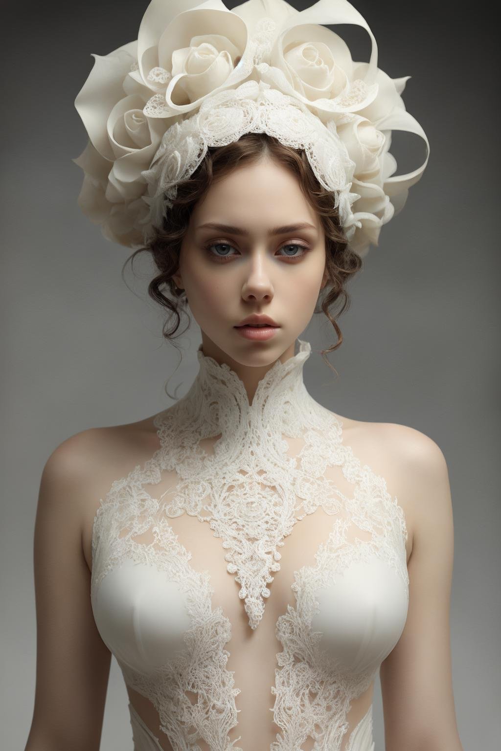 (intricate details, masterpiece, best quality:1.4),1girl,wearing firigree white_dress,firigree half lace mask,bangs,abstract structure,lace headwear,polished PE texture,pvc material,3D cutting,3D printing technology,DOF,transparent fiber,solo,long curly white hair,lips,(surrealistic snowflakes in background),<lora:filigreePE-000006:0.7>,<lora:epi_noiseoffset2:1>,<lora:depth_of_field_slider_v1:1>,scj0_jg,<lora:md_20230907081037:0.2>,