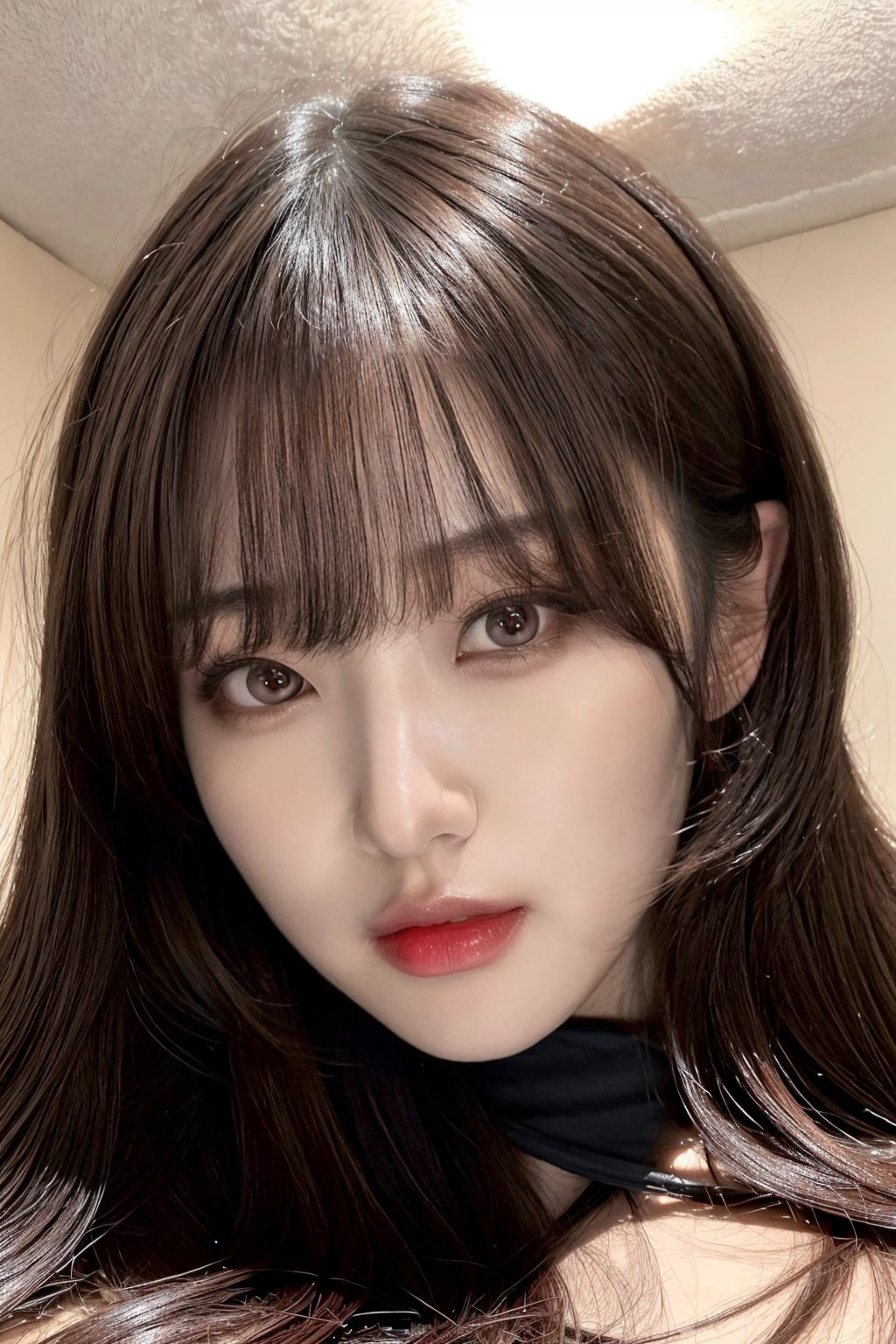 22 years old, korean, looking at viewer, ((upper_body_shot)), spreading legs, on bed, straight hair, (make_up, cute girl, beautiful perfect face ratio, korean girl, kpop idol, beautiful idol, sexy korean actress), photon mapping, radiosity, physically-based rendering, perfect face, 1girl, solo,  masterpiece, best quality, extremely detailed, sharp,  outside, brown hair, looking at viewer, 8k uhd, high quality, veiny breasts,real skin, human skin texture, veiny skin, realistic skin,Detailedface,photorealistic, ,korean,