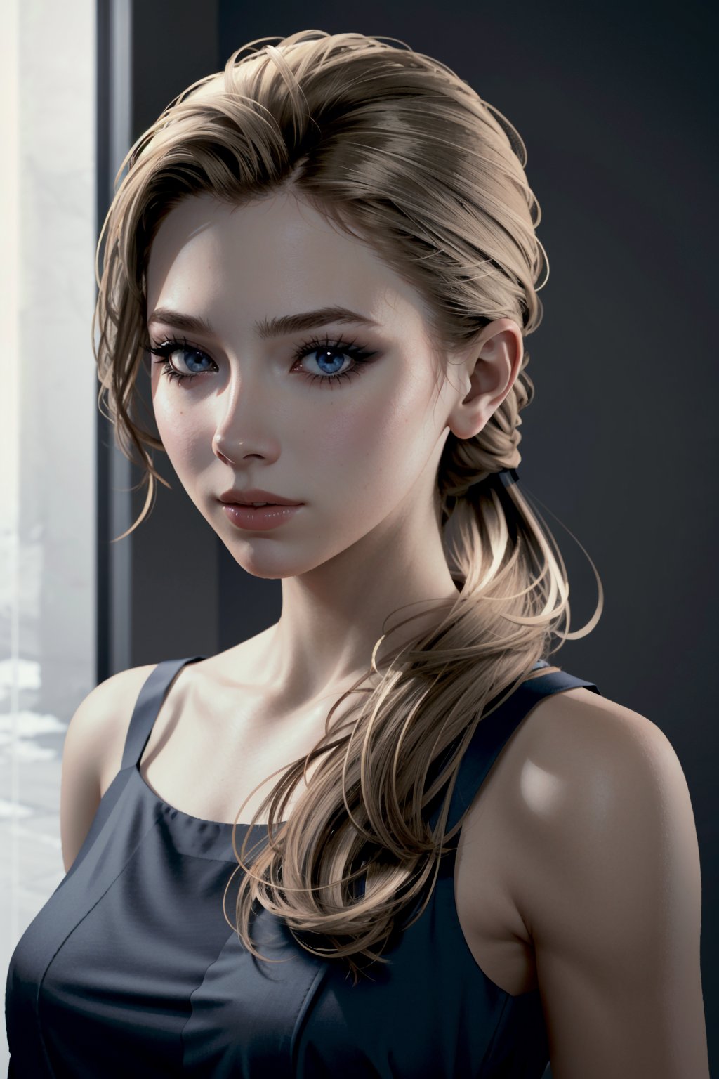 ((masterpiece, best quality))
DChloe, 1girl, solo, portrait, hair over shoulder, long hair
