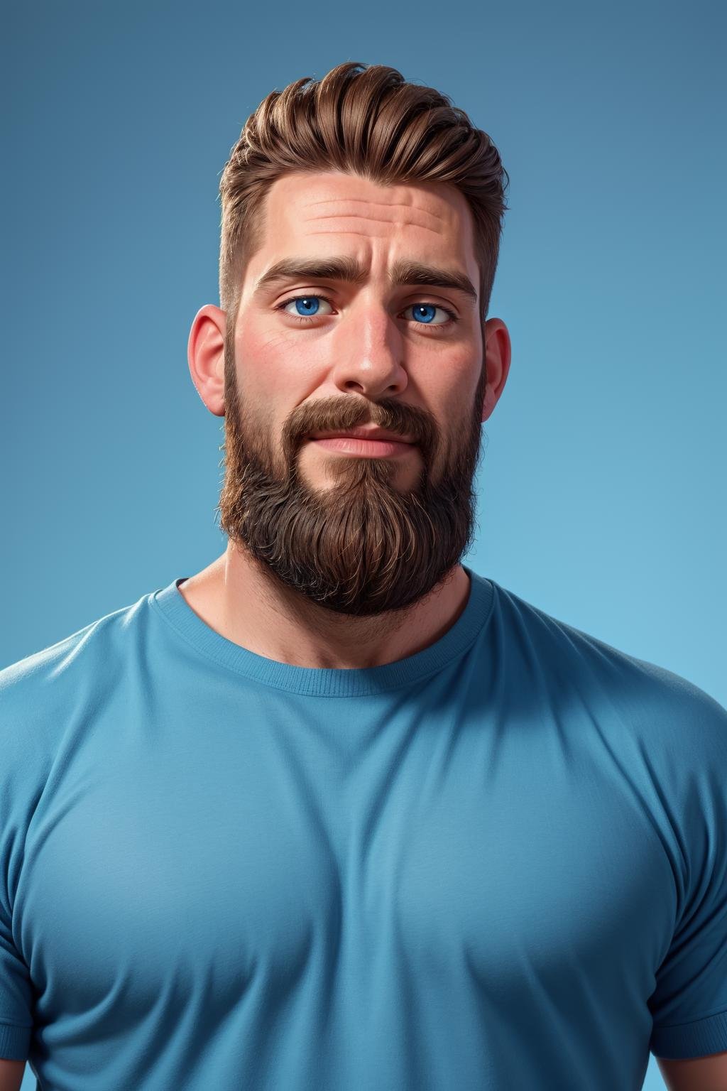 handsome bearded man, blue hue, artistic portrait