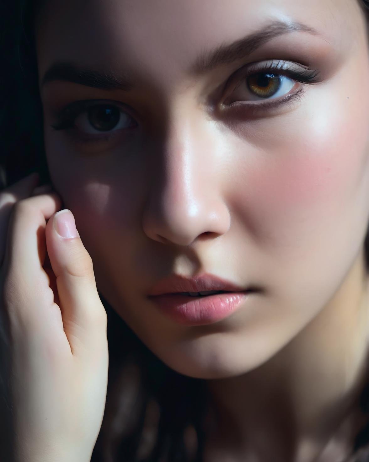 analogue style portrait of a  cute young female, dramatic, skin pores, heavy shadows, detailed, detailed face, posing inside a western bar