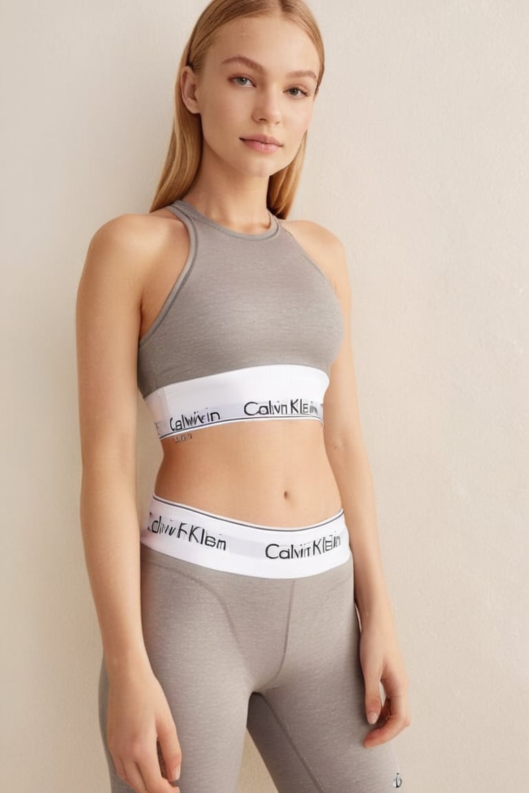 Woman wearing calvin klein yoga pants an top