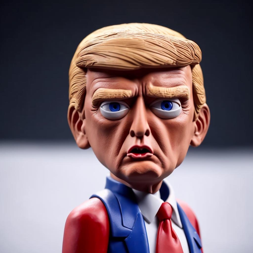 Donald Trump,Clay Animation, Clay,<lora:ClayAnimation15PasWithTE:1>