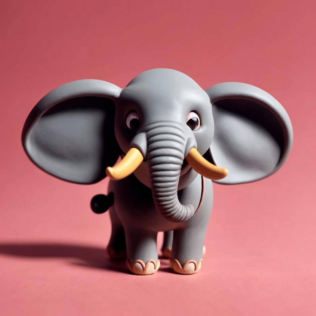 A elephant,Clay Animation, Clay,<lora:ClayAnimation15PasWithTE:1>