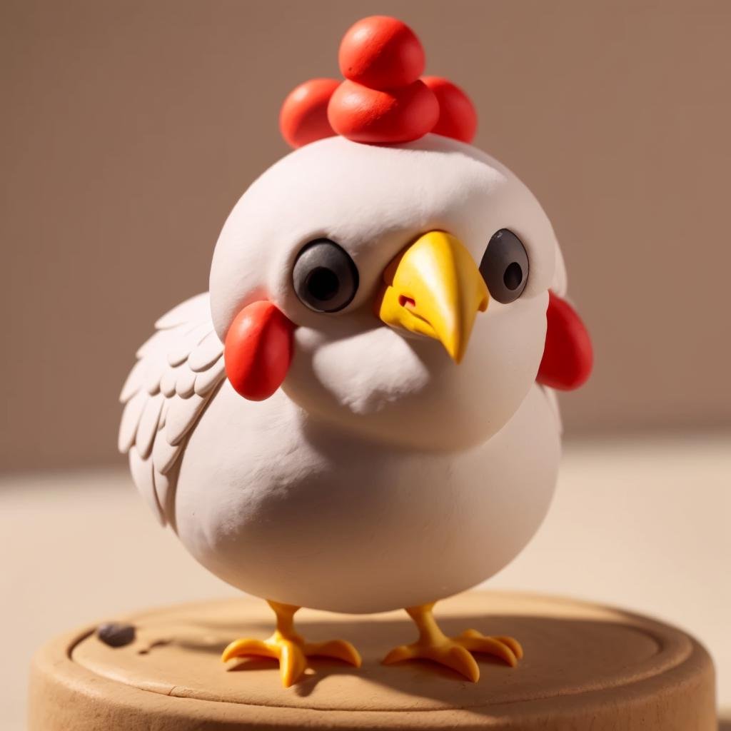 A cute chicken,Clay Animation, Clay,<lora:ClayAnimation15PasWithTE:1>