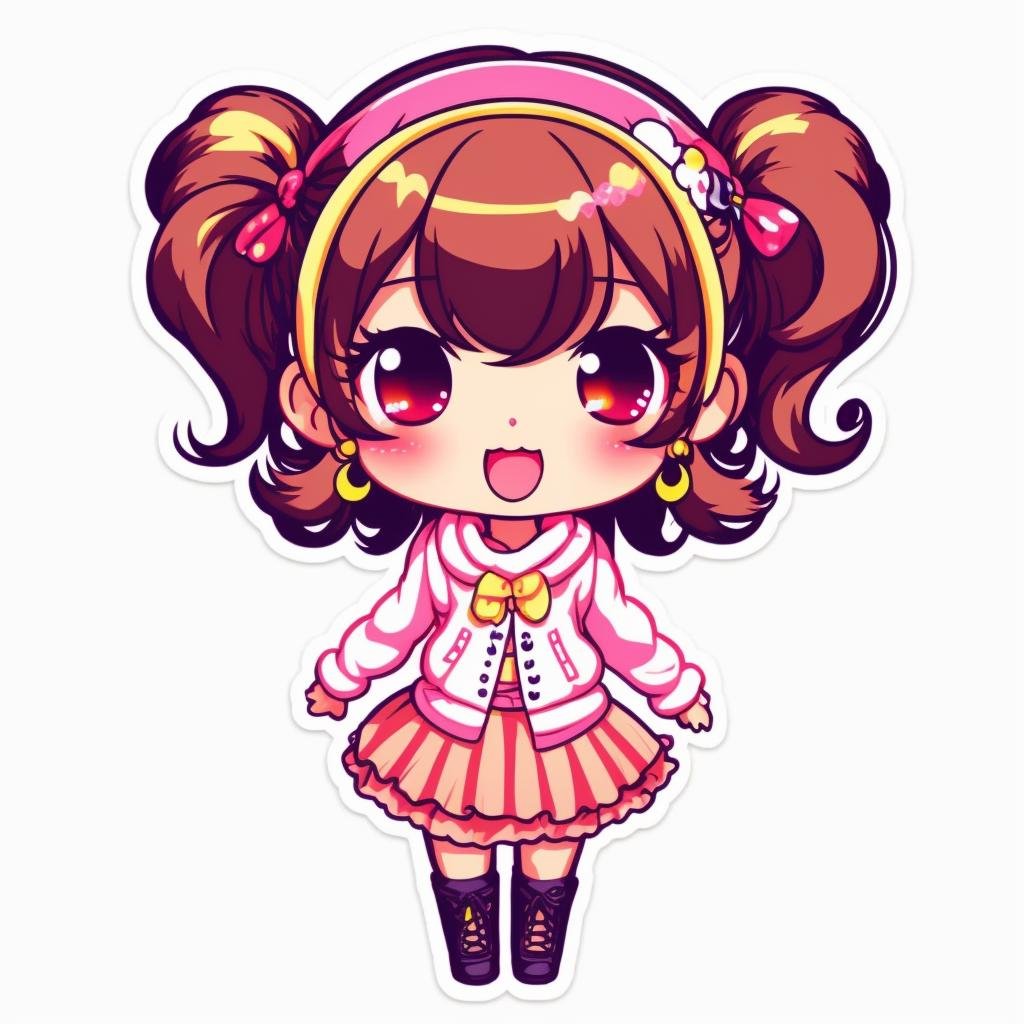 kawaii style, Anime style Stickers, cute Sticker design of a lewd lady with long messy hair, wearing (glasses:1.2) and tight skirt with pantyhose, nose blush, half-closed eyes, open mouth, spreading legs, front view, solo, simple white background, sfw, cute, adorable, brightly colored, cheerful, anime influence, highly detailed,sticker,,stickers, <lora:StickersRed15PasWithTE:1>