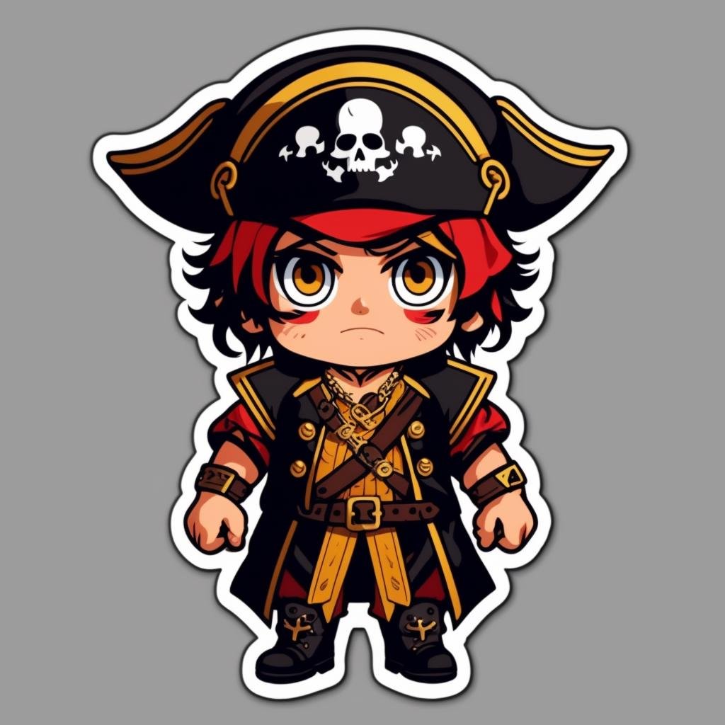 A pirate boy ,sticker,,stickers, <lora:StickersRed15PasWithTE:1>