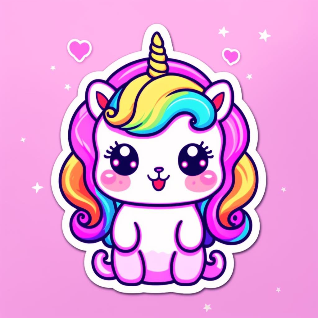 Kawaii unicorn,,sticker,,stickers, <lora:StickersRed15PasWithTE:1>