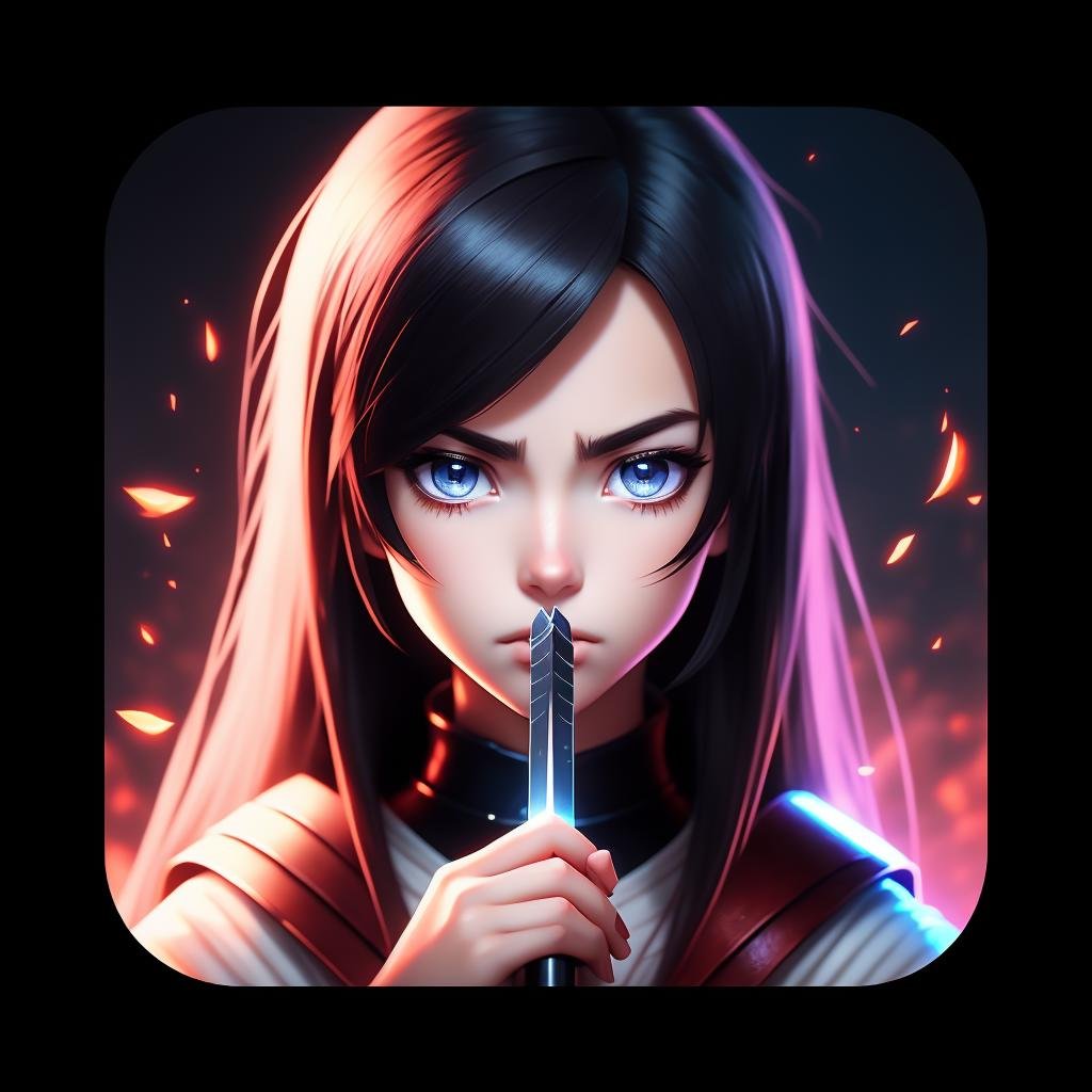 1girl, holding a sword, anime style, epic, cinematic, , icons, ios icon app, icons app,<lora:icons15Config4WithoutTE:1>