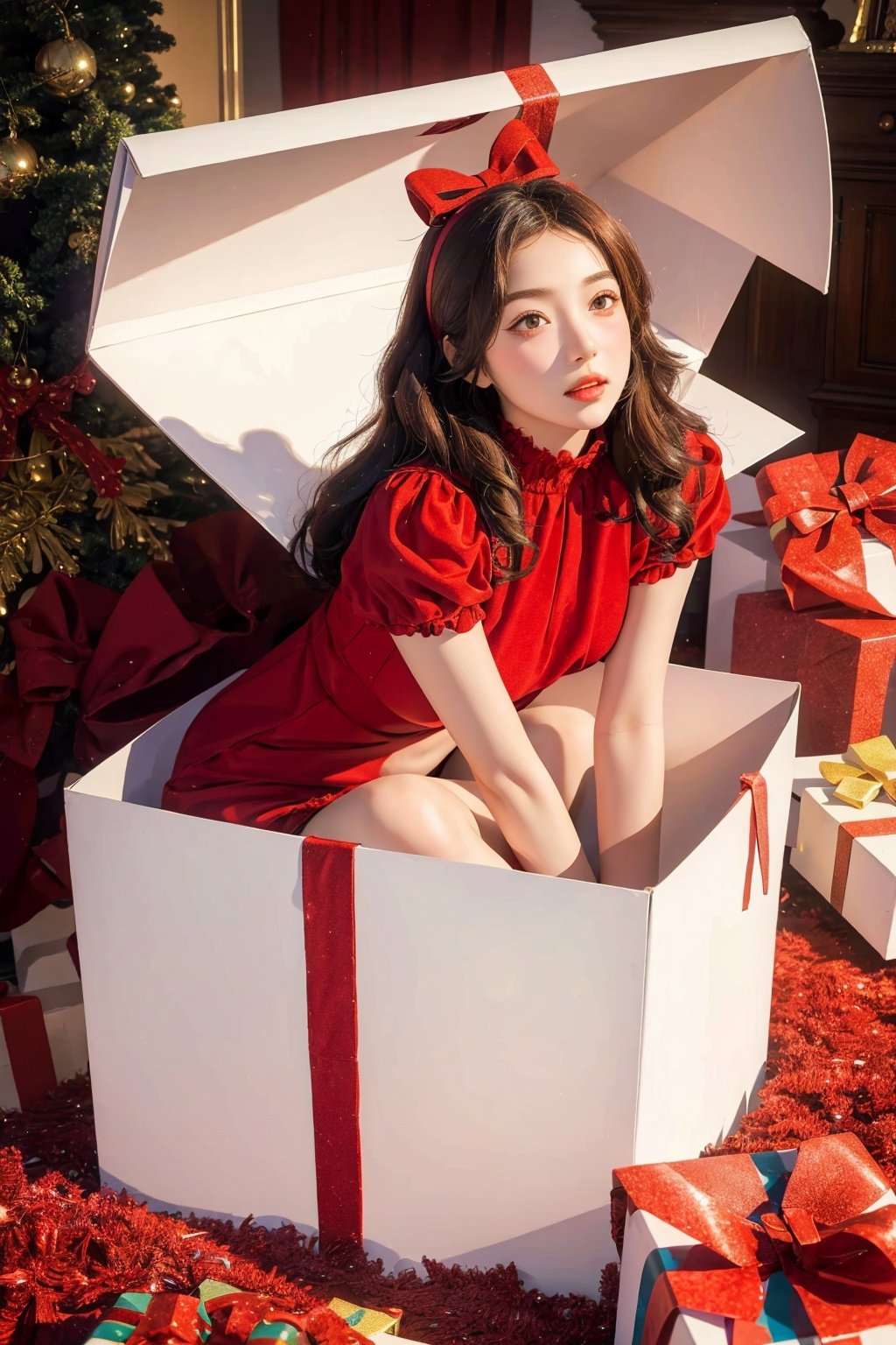  masterpiece,high quality,ultra-detailed,(realistic,photorealistic,photo-realistic:1.37),,full body,cute girl,gift box,colorful lighting,vivid colors,,soft lighting,dreamy atmosphere,in box,presentbox,