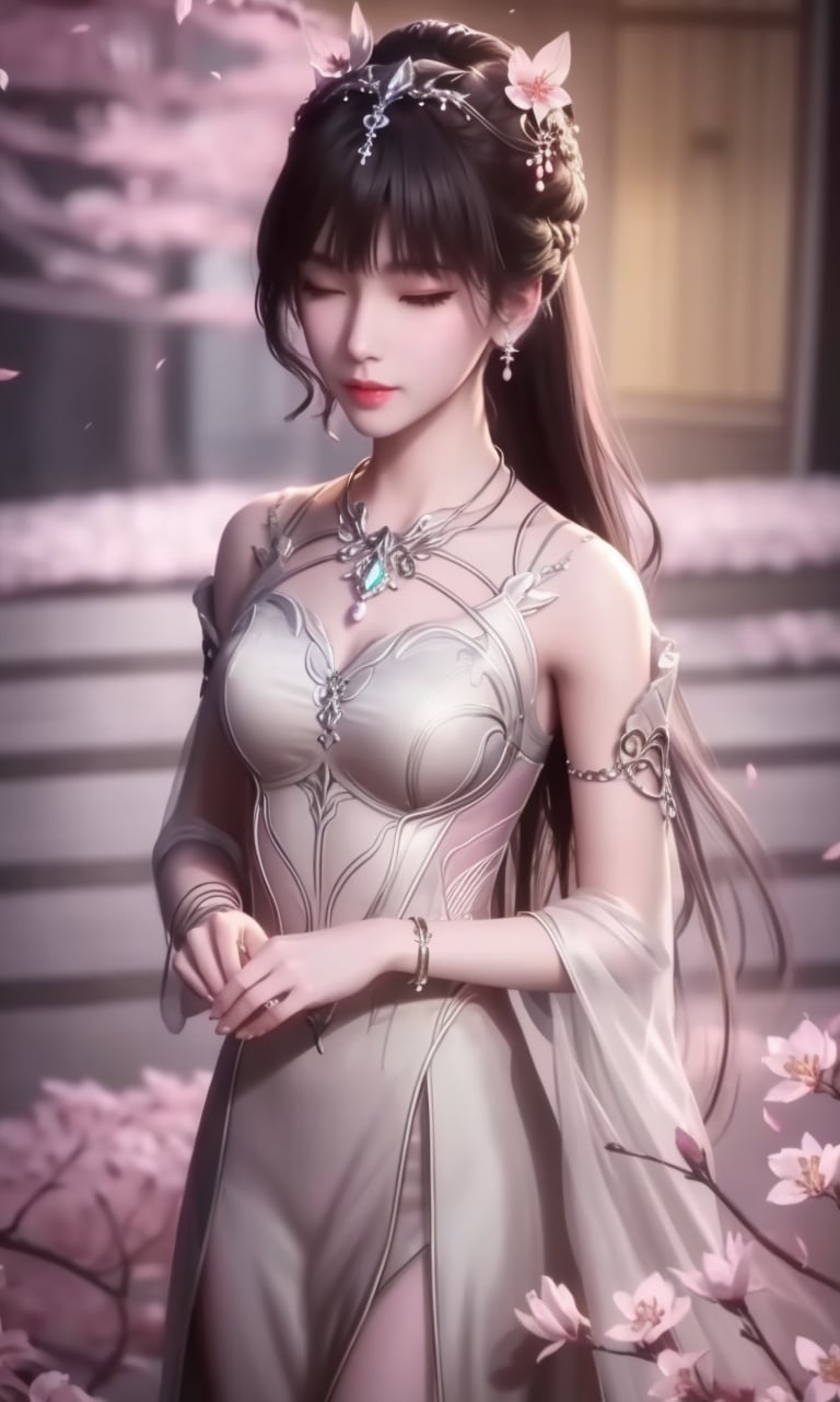 (,1girl, pov,best quality,masterpiece,  ) , ((,cherry_blossoms,  ,  , )) <lora:DA_XiaoWuTaoLiZiNian:0.6>ultra realistic 8k cg, flawless, clean, masterpiece, professional artwork, famous artwork, cinematic lighting, cinematic bloom, perfect face, beautiful face, fantasy, dreamlike, unreal, science fiction, luxury, jewelry, diamond, gold, pearl, gem, sapphire, ruby, emerald, intricate detail, delicate pattern, charming, alluring, seductive, erotic, enchanting, hair ornament, necklace, earrings, bracelet, armlet,halo,autumn leaves, 