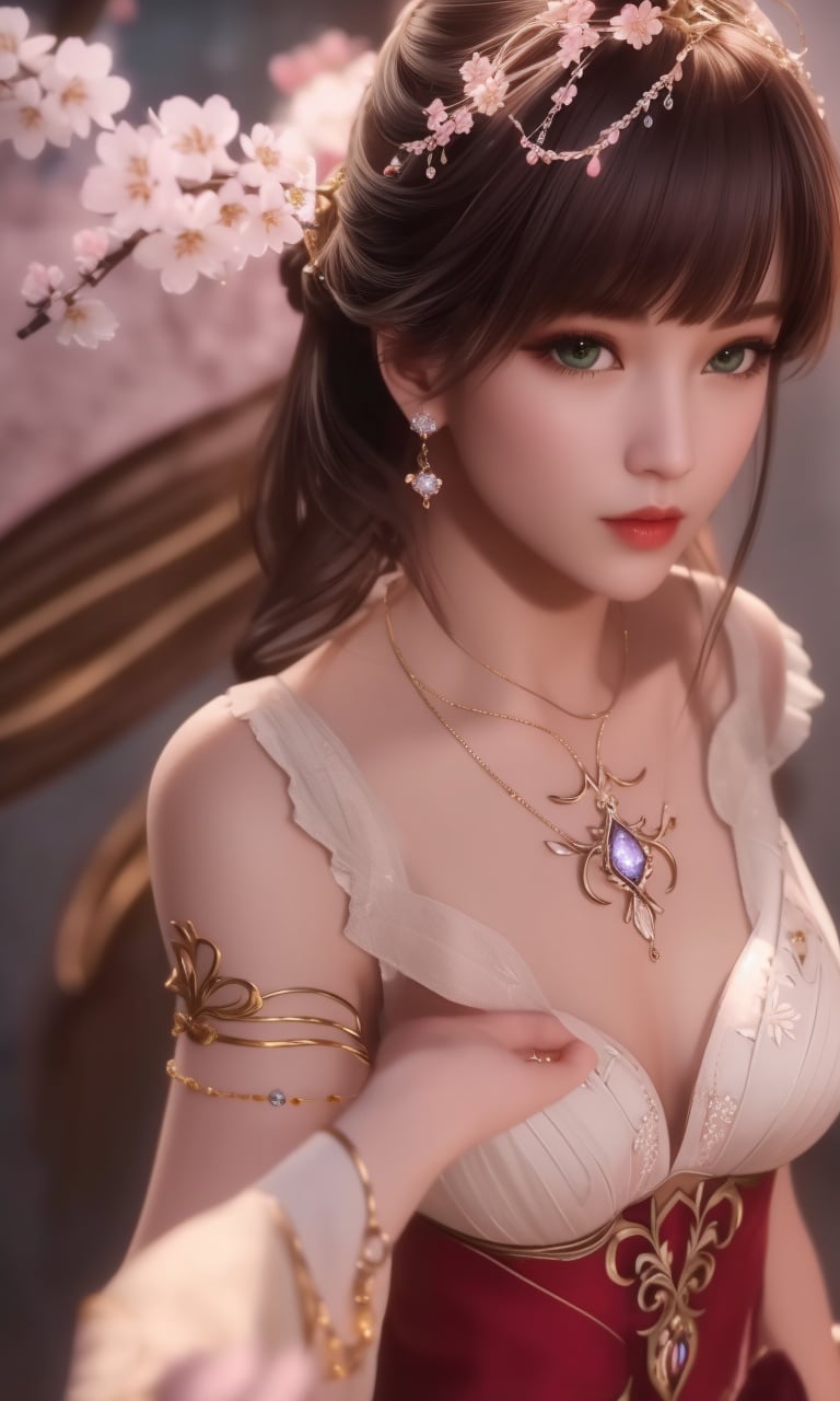 (,1girl, pov,best quality,masterpiece,  ) , ((cherry blossoms,,  ))  <lora:DA_XiaoWuTaoLiZiNianV2:0.8>ultra realistic 8k cg, flawless, clean, masterpiece, professional artwork, famous artwork, cinematic lighting, cinematic bloom, perfect face, beautiful face, fantasy, dreamlike, unreal, science fiction, luxury, jewelry, diamond, gold, pearl, gem, sapphire, ruby, emerald, intricate detail, delicate pattern, charming, alluring, seductive, erotic, enchanting, hair ornament, necklace, earrings, bracelet, armlet,halo,autumn leaves,  