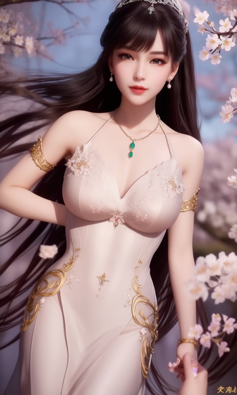 (,1girl, pov,best quality,masterpiece,  ) , ((cherry blossoms,,  ))  <lora:DA_XiaoWuTaoLiZiNianV2:0.8>ultra realistic 8k cg, flawless, clean, masterpiece, professional artwork, famous artwork, cinematic lighting, cinematic bloom, perfect face, beautiful face, fantasy, dreamlike, unreal, science fiction, luxury, jewelry, diamond, gold, pearl, gem, sapphire, ruby, emerald, intricate detail, delicate pattern, charming, alluring, seductive, erotic, enchanting, hair ornament, necklace, earrings, bracelet, armlet,halo,autumn leaves,  