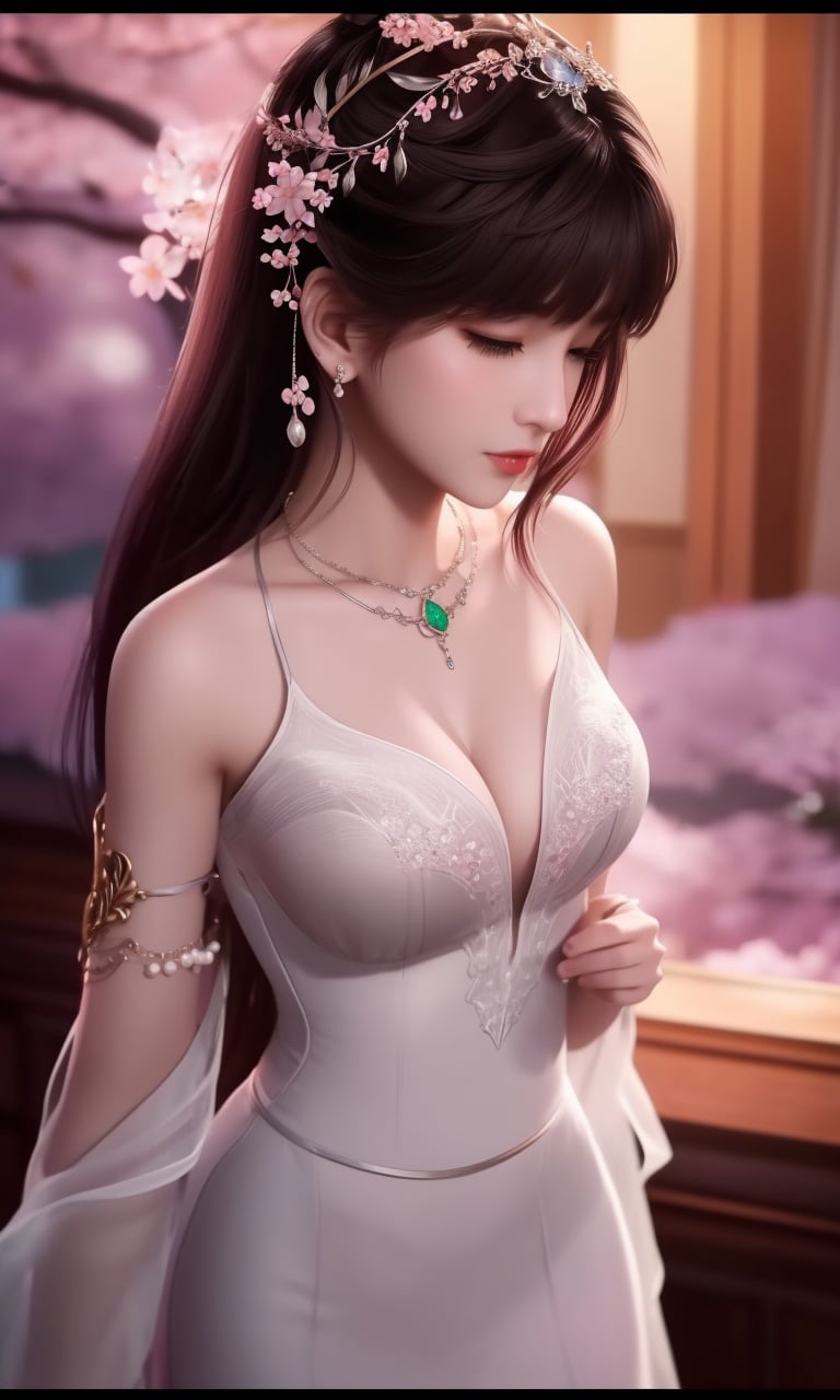 (,1girl, pov,best quality,masterpiece,  ) , ((cherry blossoms,,  ))  <lora:DA_XiaoWuTaoLiZiNianV2:0.8>ultra realistic 8k cg, flawless, clean, masterpiece, professional artwork, famous artwork, cinematic lighting, cinematic bloom, perfect face, beautiful face, fantasy, dreamlike, unreal, science fiction, luxury, jewelry, diamond, gold, pearl, gem, sapphire, ruby, emerald, intricate detail, delicate pattern, charming, alluring, seductive, erotic, enchanting, hair ornament, necklace, earrings, bracelet, armlet,halo,autumn leaves,  