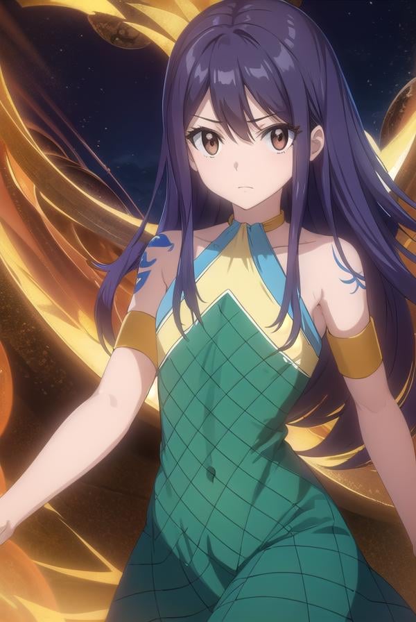 wendymarvell, <lora:wendy marvell s7-lora-nochekaiser:1>,wendy marvell, long hair, (brown eyes:1.35), blue hair, (flat chest:1.2),BREAK bare shoulders, tattoo, armlet, dress, green dress,BREAK outdoors, forest, nature, sun, sky, clouds,BREAK looking at viewer, (cowboy shot:1.5),BREAK <lyco:GoodHands-beta2:1>, (masterpiece:1.2), best quality, high resolution, unity 8k wallpaper, (illustration:0.8), (beautiful detailed eyes:1.6), extremely detailed face, perfect lighting, extremely detailed CG, (perfect hands, perfect anatomy),