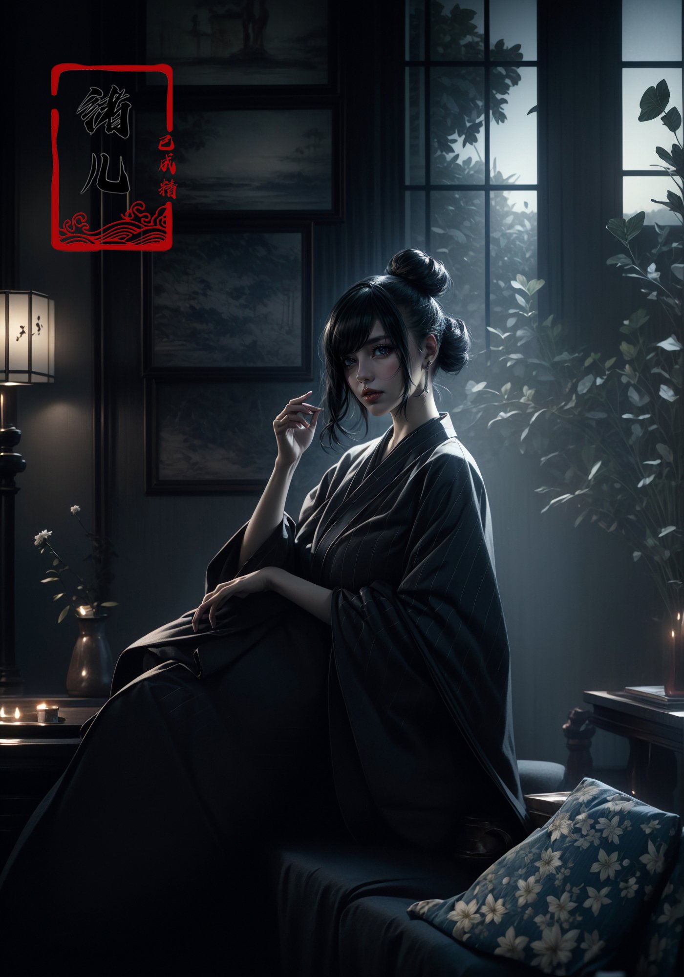 cinematic sets，japanese clothes，<lora:绪儿- 夜蝶cinematic sets:1>