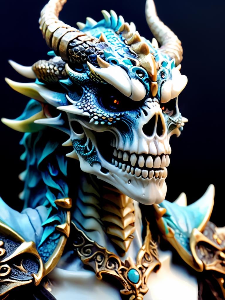 female mythical dragon , upper body, masterpiece, perfect face, intricate details, horror theme, epoxy_skull <lora:epoxy_skull-sdxl:0.5>