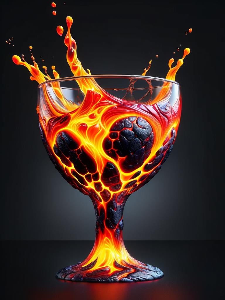 hot lava in shattering glass cup, shattering glass, black background,, realistic, hyper-detailed, 8k, photographic style <lora:ral-lava:1> ral-lava