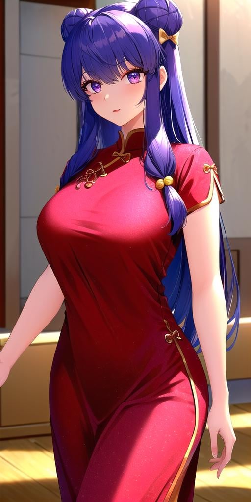 <lyco:ShanpuuRanmaV3:0.7>, shanpuuranma, large_breasts, standing, solo, Chinese_Clothes_Waitress_SMP,, masterpiece, best quality, detailed face, detailed eyes, highres,