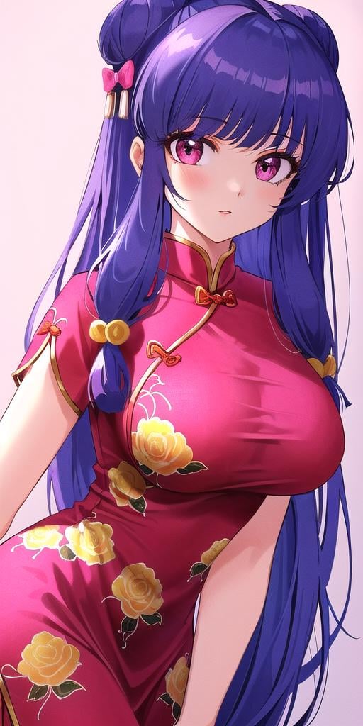 <lyco:ShanpuuRanmaV3:0.7>, shanpuuranma, large_breasts, standing, solo, Chinese_Clothes_Floral_Print_SMP,, masterpiece, best quality, detailed face, detailed eyes, highres,