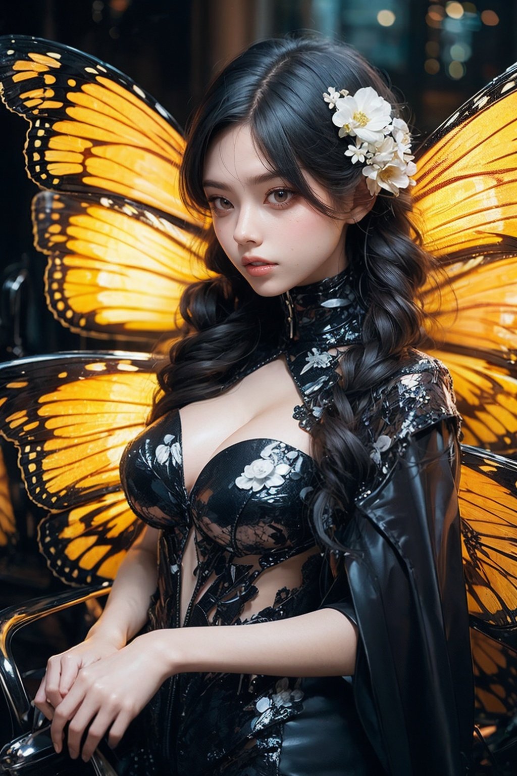 1girl,butterfly wing,