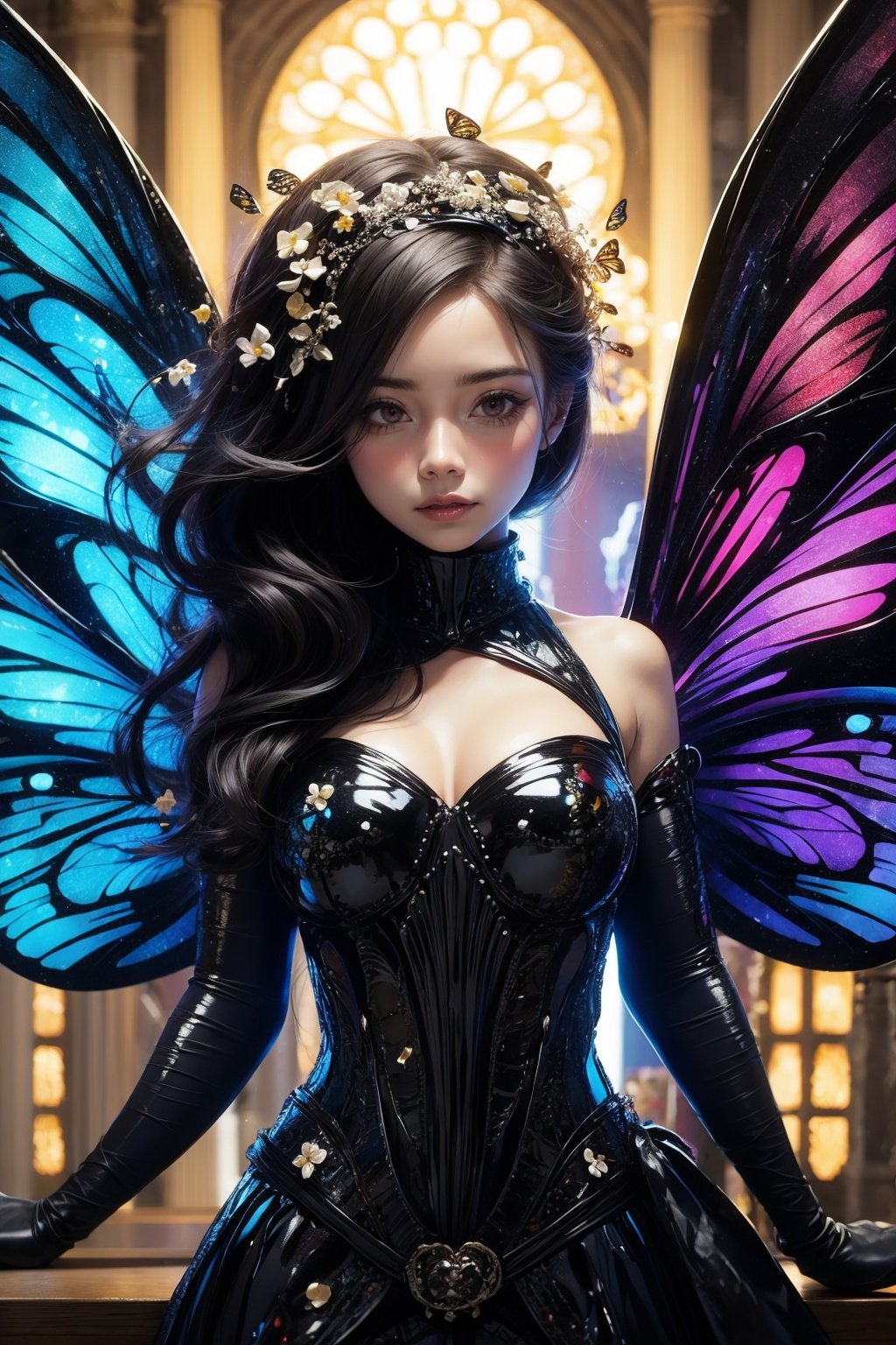 1girl,butterfly wing,