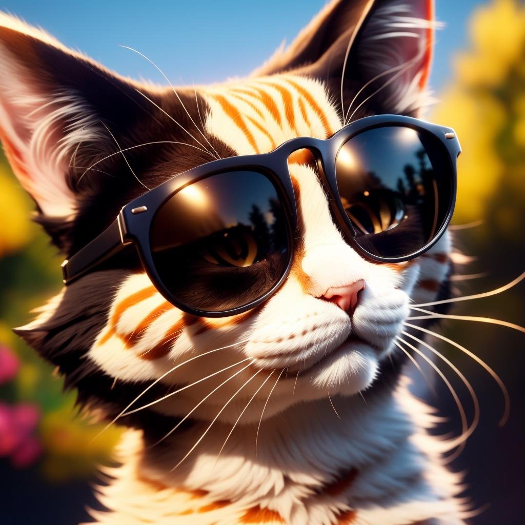 3D Render Style, 3DRenderAF, A cat wearing sunglasses,,<lora:3DRenderStyle15PasWithoutTEV2:1>