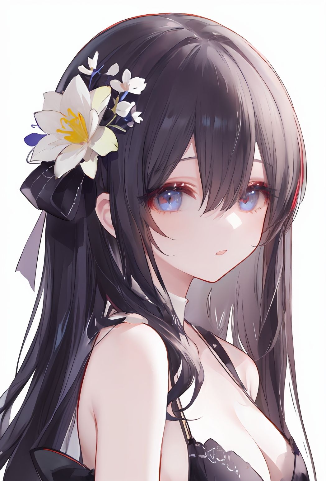 (masterpiece), best quality,1girl,(highly detailed beautiful eyes),flowers on the upper body,simple background